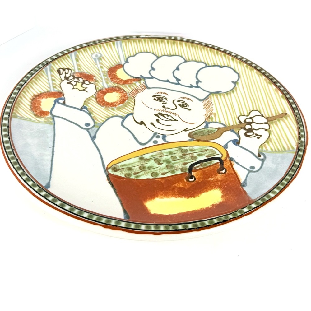 Vintage Janet Rothwoman Pottery Chef Platter 1970s CA Ceramic Hand Painted 13.5โ - Picture 9 of 12